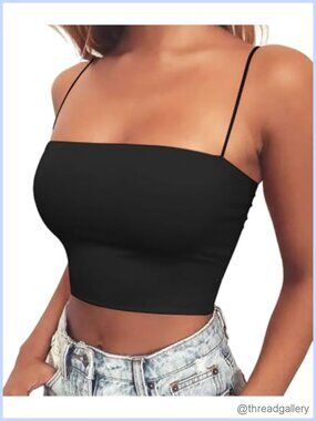 Women's Spaghetti Strap Crop Top Camisole Y2k Sleeveless Tube Sexy Cami Tank